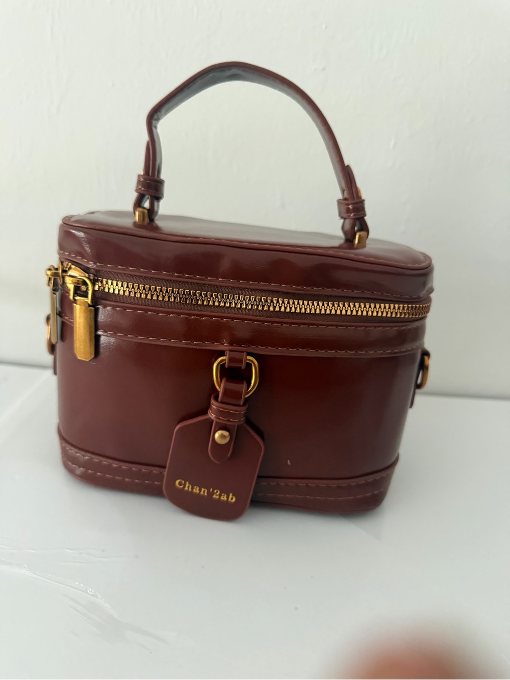 Brown Mini Vanity Top-Handle Bag